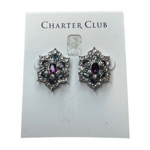 Charter Club Silver-Tone Multicolor Crystal Earrings
